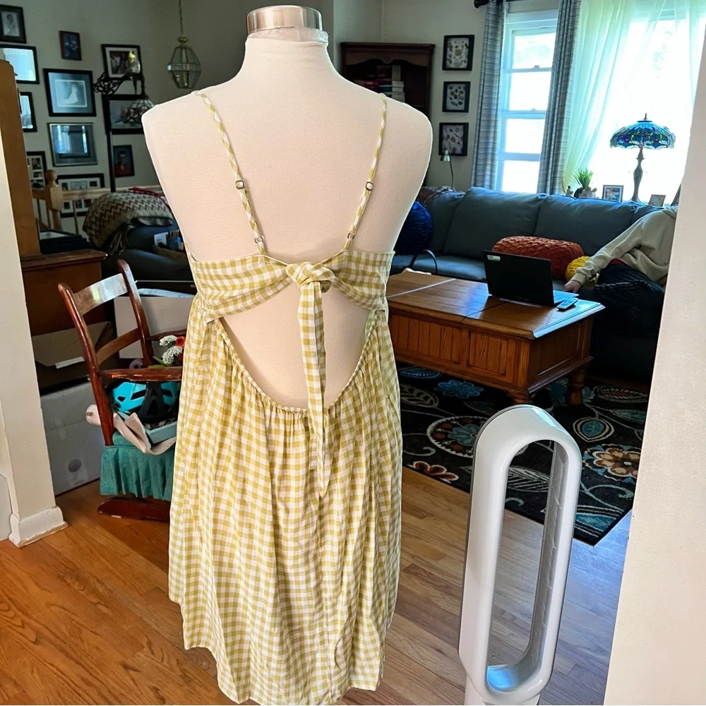 🆕 SO Sz XXL Green Checked Plaid Open Back Dress - Picture 7 of 9